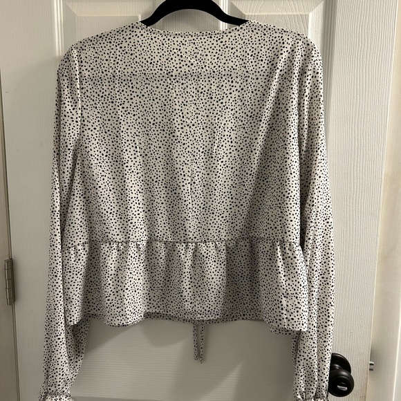 SHEIN Off White & Black Polka Dot Long Sleeve Blouse Size XL - Picture 2 of 9